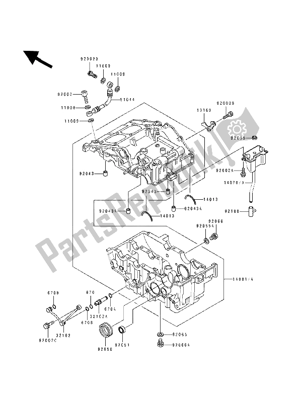 All parts for the Crankcase of the Kawasaki GPX 250R 1992