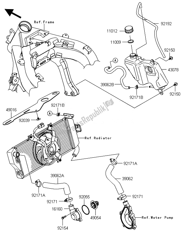 All parts for the Water Pipe of the Kawasaki ER 6F 650 2014