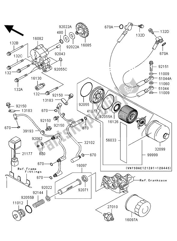 All parts for the Oil Pump of the Kawasaki VN 1500 Mean Streak 2002