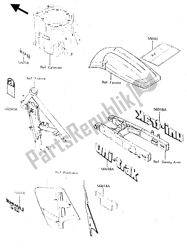 All parts for the Label of the Kawasaki KX 500 1987