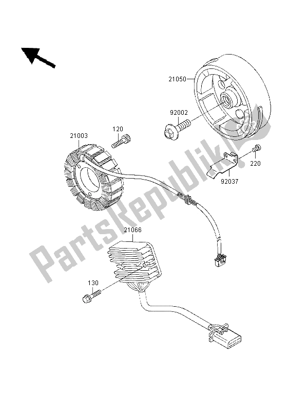 All parts for the Generator of the Kawasaki GPZ 500S UK 1996