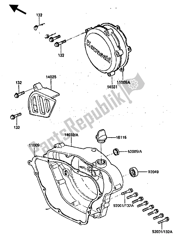 All parts for the Engine Cover of the Kawasaki KDX 200 1985