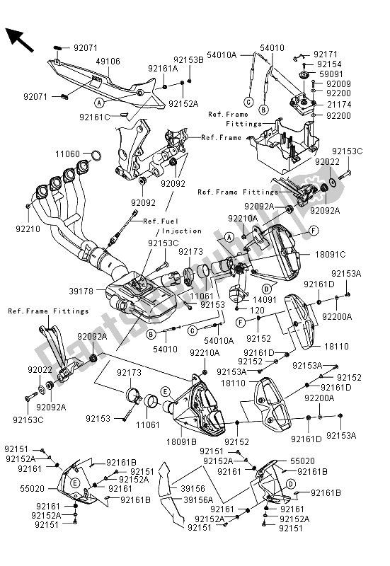 All parts for the Muffler(s) of the Kawasaki Z 1000 SX ABS 2013