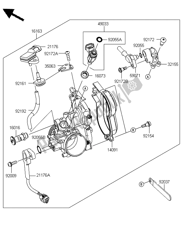 All parts for the Throttle of the Kawasaki KX 450F 2012