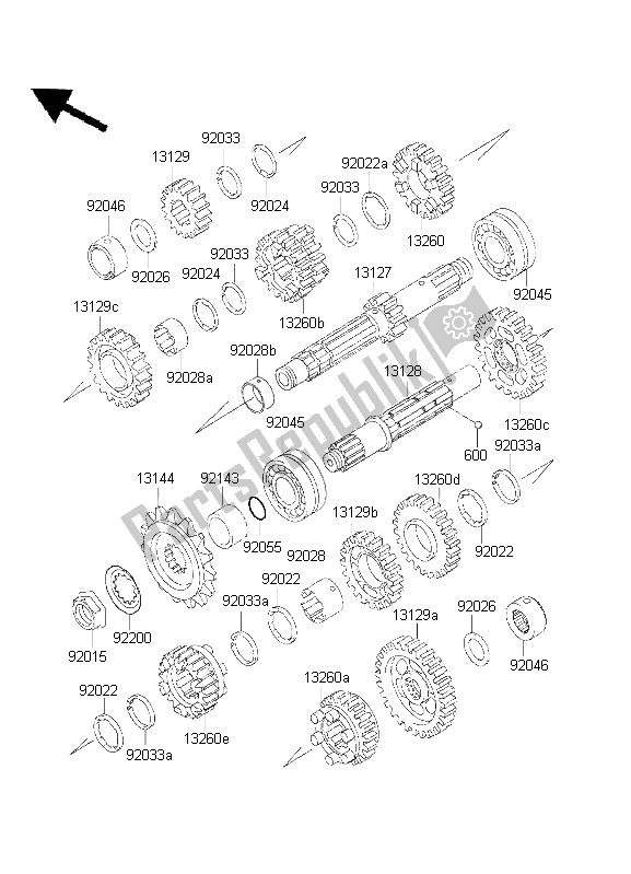 Tutte le parti per il Trasmissione del Kawasaki KLE 500 2001