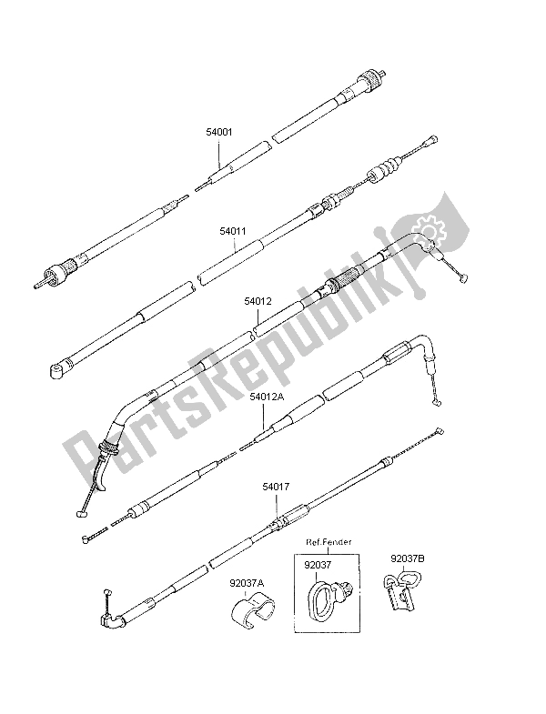 Todas las partes para Cables de Kawasaki GPX 600R 1997