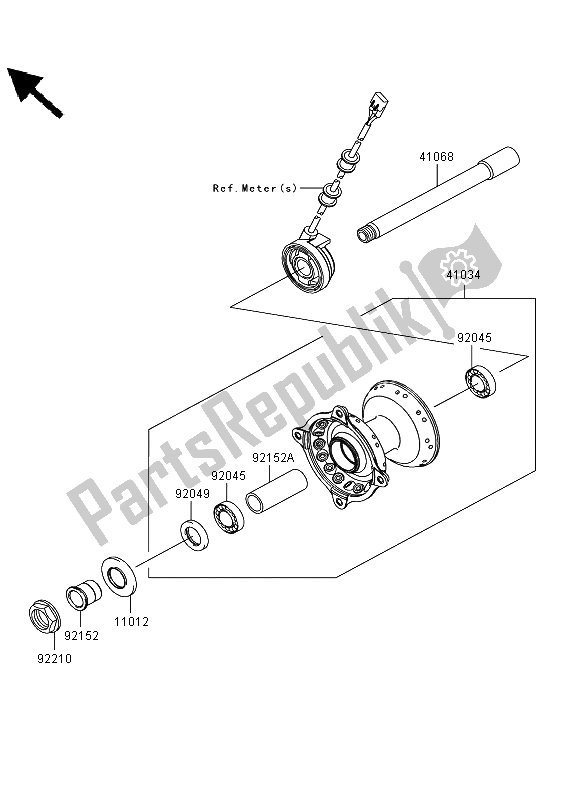 All parts for the Front Hub of the Kawasaki KLX 450R 2008