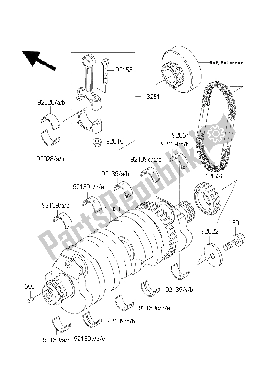 Tutte le parti per il Albero A Gomiti del Kawasaki ZRX 1200S 2001