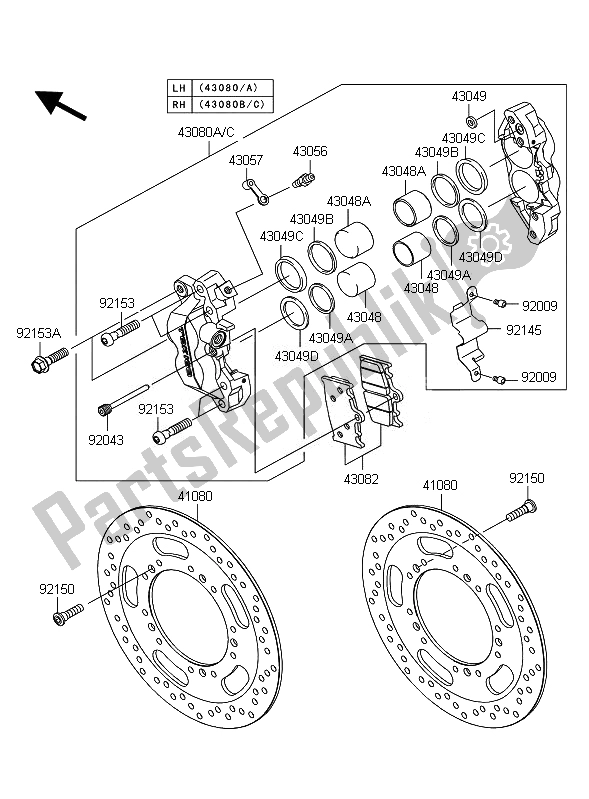 All parts for the Front Brake of the Kawasaki VN 1700 Classic ABS 2010