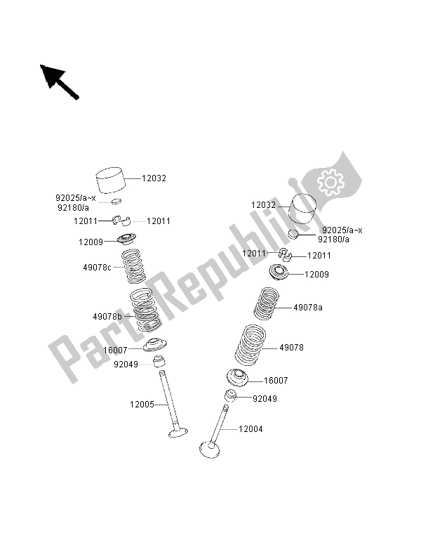 Todas as partes de Válvula (s) do Kawasaki Ninja ZX 12R 1200 2000