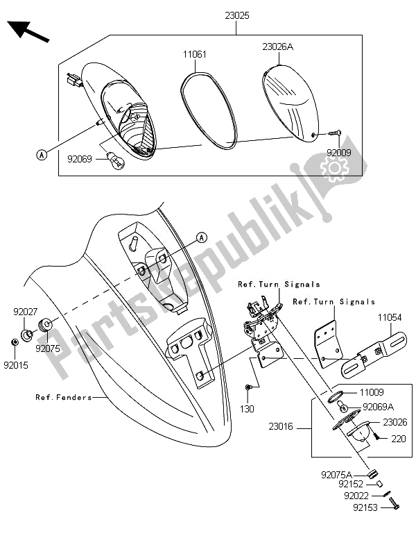 All parts for the Taillight(s) of the Kawasaki VN 900 Classic 2014