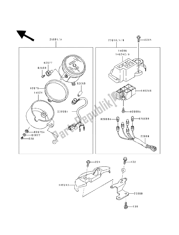 All parts for the Meter(s) of the Kawasaki EL 250D 1992