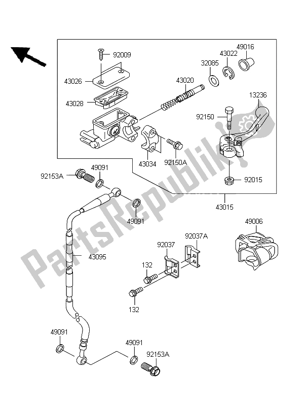 All parts for the Front Master Cylinder of the Kawasaki KX 65 2012