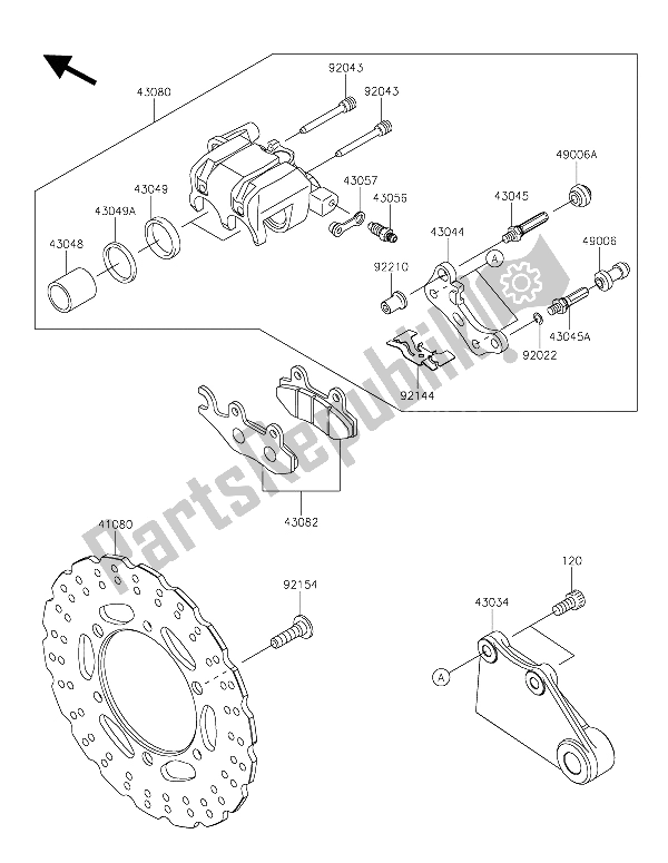 All parts for the Rear Brake of the Kawasaki Z 300 2015