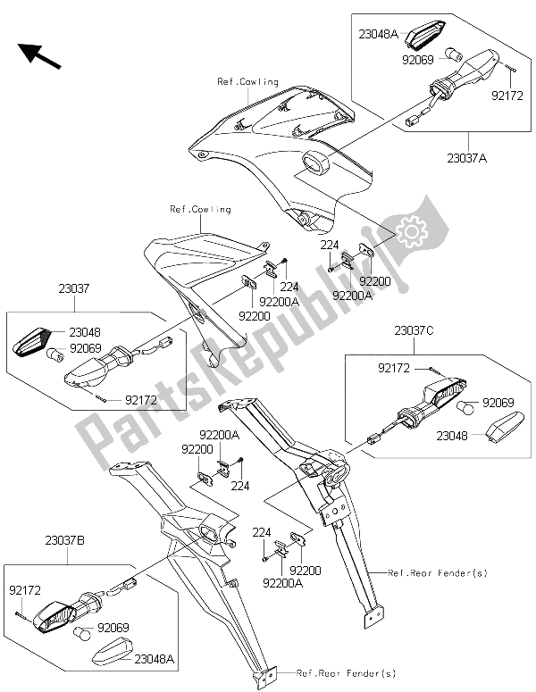 Tutte le parti per il Indicatori Di Direzione del Kawasaki Versys 650 ABS 2015