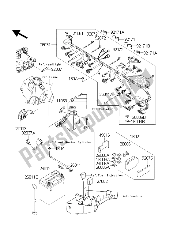 Tutte le parti per il Equipaggiamento Elettrico Del Telaio del Kawasaki Ninja ZX 6 RR 600 2004