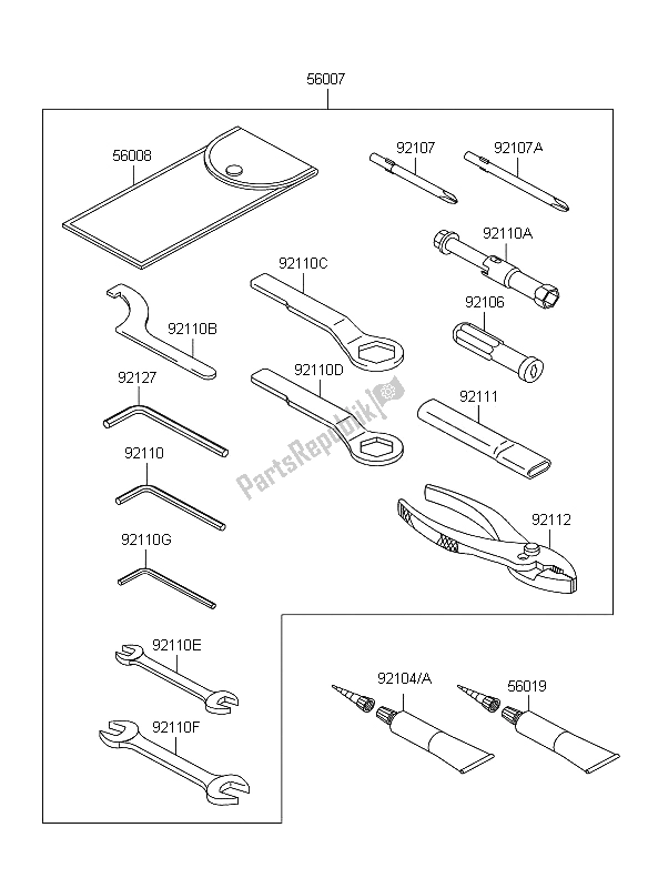 Alle onderdelen voor de Eigenaars Tools van de Kawasaki ER 6N 650 2009