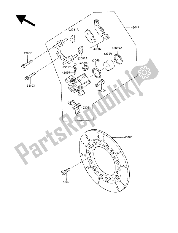 Tutte le parti per il Freno Anteriore del Kawasaki LTD 450 1985