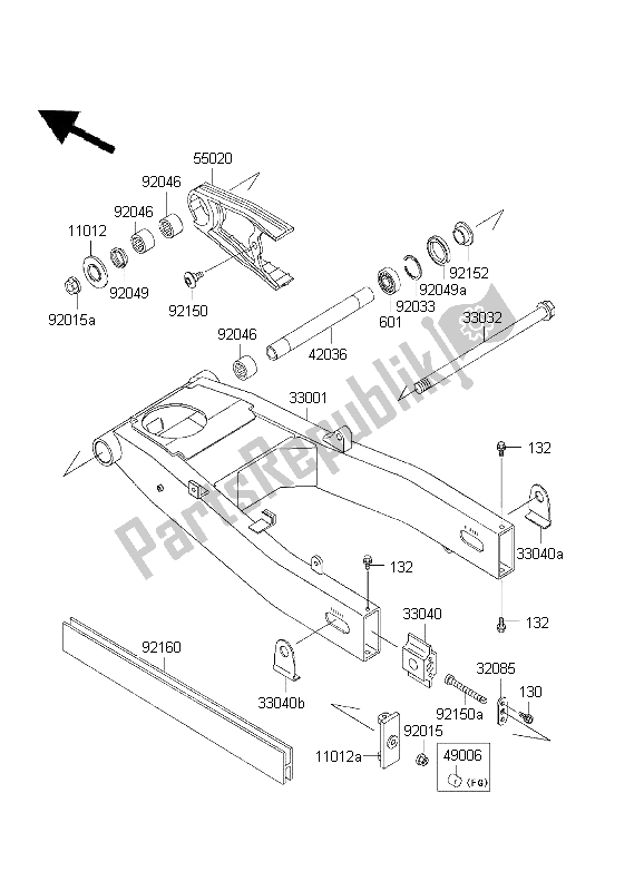 All parts for the Swingarm of the Kawasaki ZZ R 600 1999