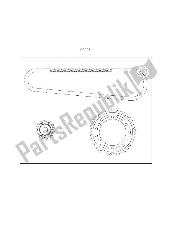 All parts for the Chain Kit of the Kawasaki Ninja ZX 6R 600 1995