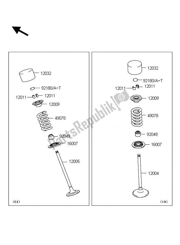 All parts for the Valve of the Kawasaki Z 1000 ABS 2010