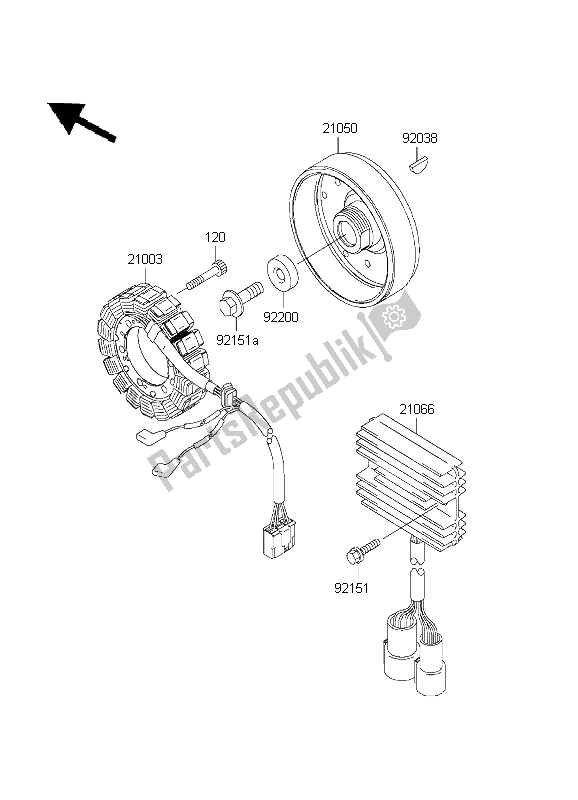 All parts for the Generator of the Kawasaki Ninja ZX 9R 900 2001