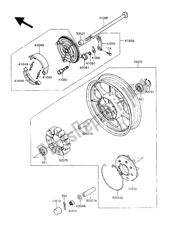 All parts for the Rear Hub of the Kawasaki VN 750 Twin 1993