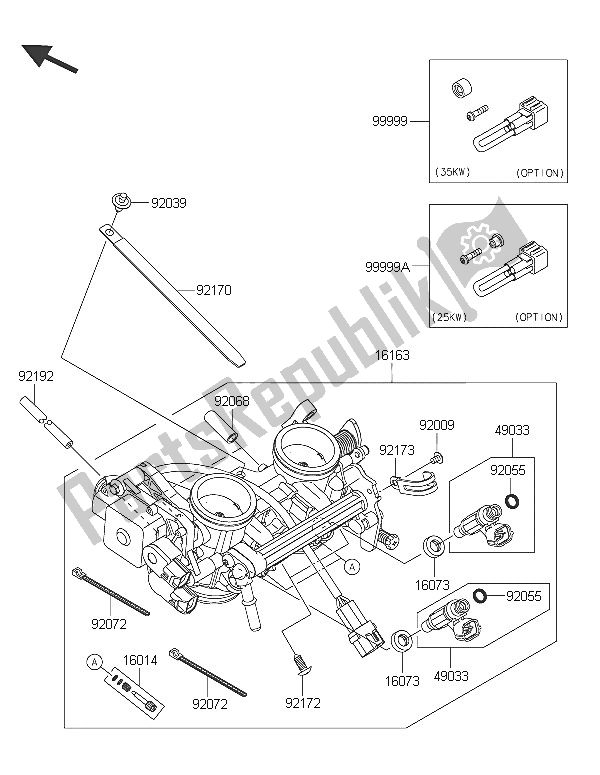 Toutes les pièces pour le Manette De Gaz du Kawasaki ER 6N ABS 650 2016