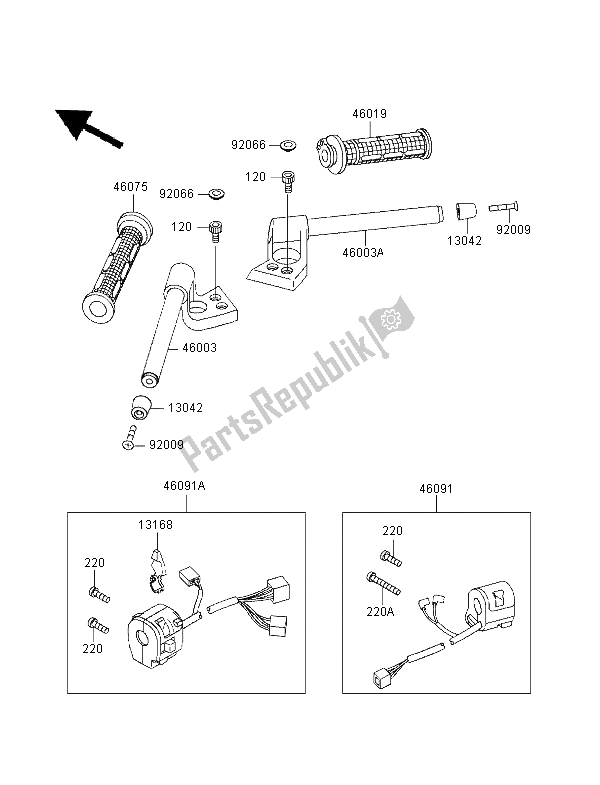 All parts for the Handlebar of the Kawasaki ZZR 1100 1995