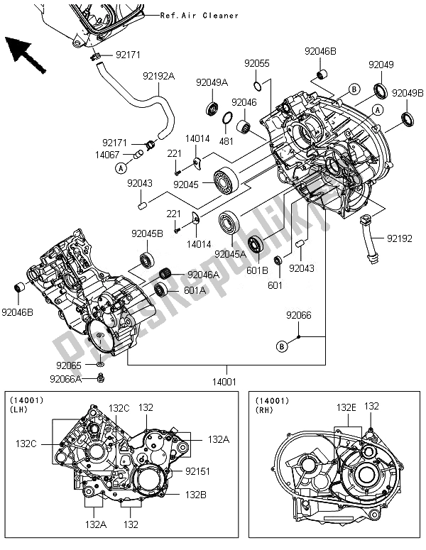 Todas las partes para Caja Del Cigüeñal de Kawasaki Brute Force 750 4X4I Epshef 2014