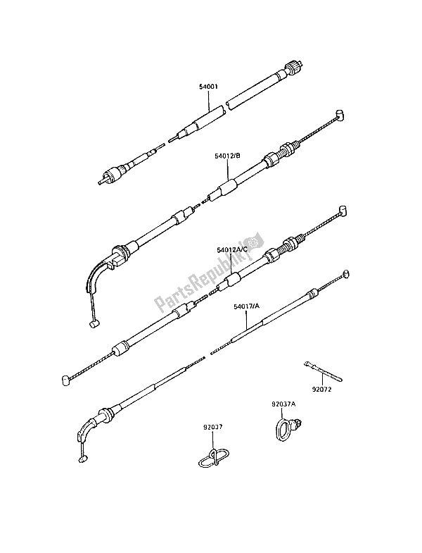 All parts for the Cables of the Kawasaki GPZ 900R 1986