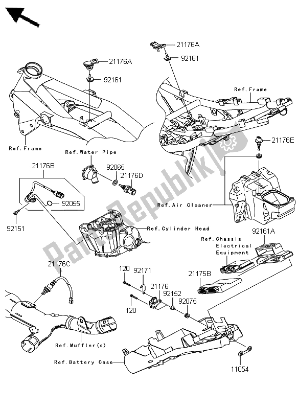 Alle onderdelen voor de Brandstof Injectie van de Kawasaki Z 1000 2008