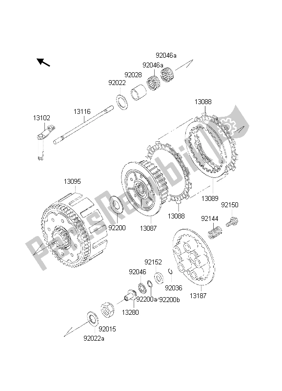 Todas as partes de Embreagem do Kawasaki KX 250 2002