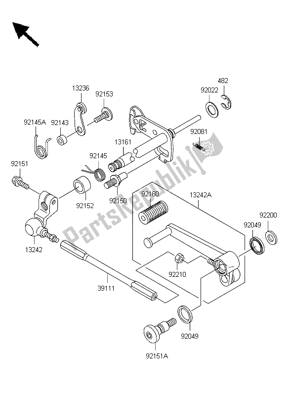 All parts for the Gear Change Mechanism of the Kawasaki Ninja ZX 12R 1200 2006