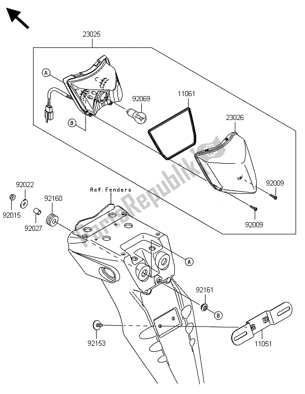 Alle onderdelen voor de Achterlichten) van de Kawasaki KLX 250 2014