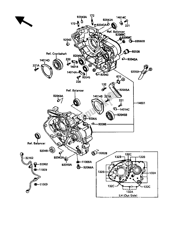 All parts for the Crankcase of the Kawasaki KLR 500 1989