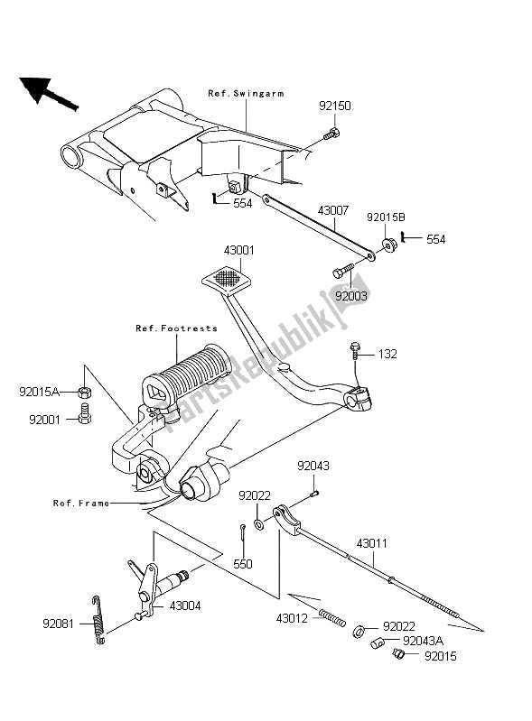 All parts for the Brake Pedal of the Kawasaki W 650 2004