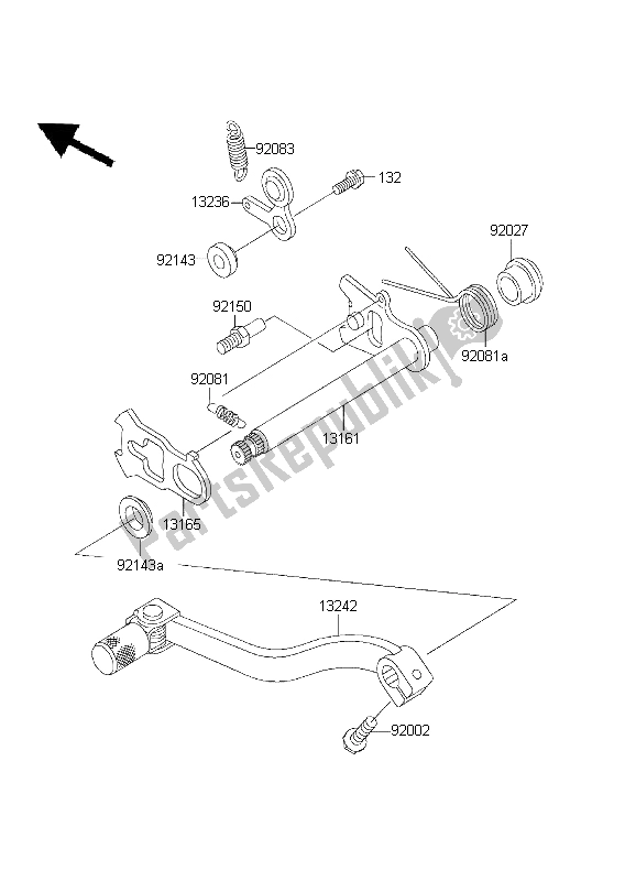 All parts for the Gear Change Mechanism of the Kawasaki KX 85 LW 2003