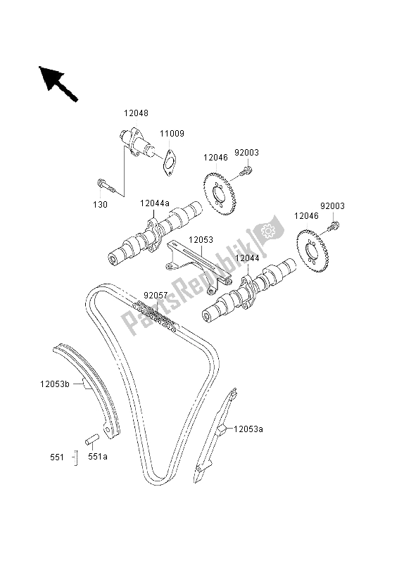 Todas as partes de árvore De Cames E Tensor do Kawasaki ER 500 2003