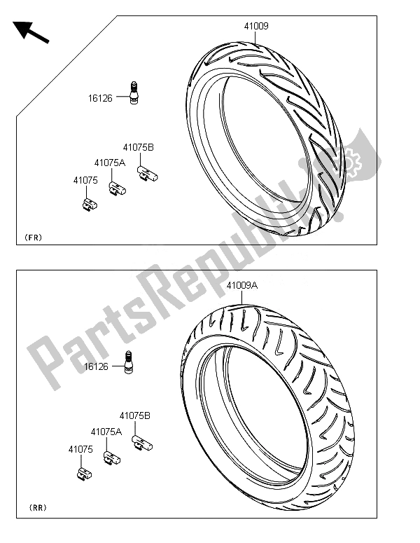 Alle onderdelen voor de Banden van de Kawasaki ER 6F ABS 650 2014
