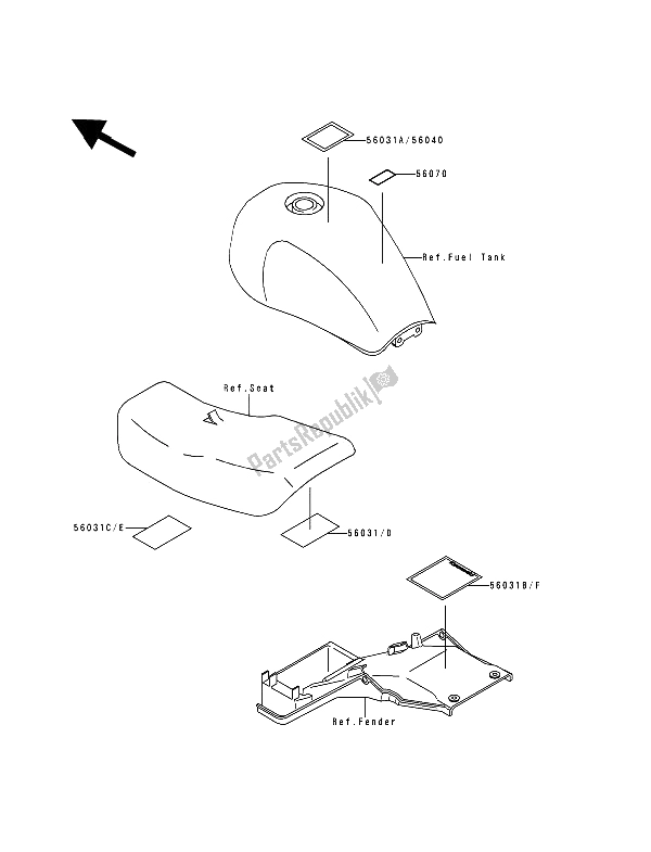 Wszystkie części do Etykieta Kawasaki Zephyr 750 1993