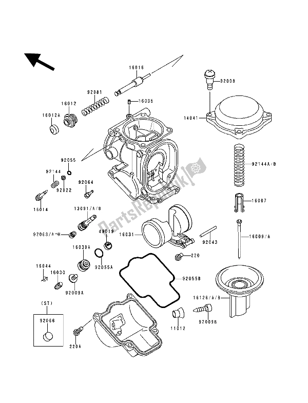 Todas as partes de Partes Do Carburador do Kawasaki ZZ R 600 1994