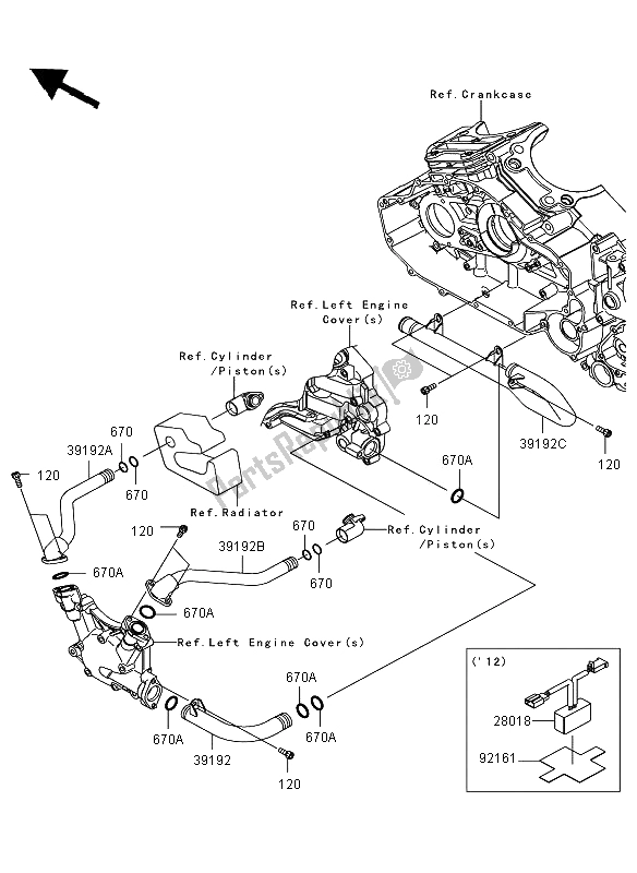 All parts for the Water Pipe of the Kawasaki VN 1700 Voyager ABS 2012