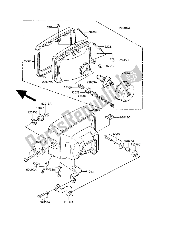 Todas las partes para Faro (s) de Kawasaki GPZ 305 Belt Drive 1987