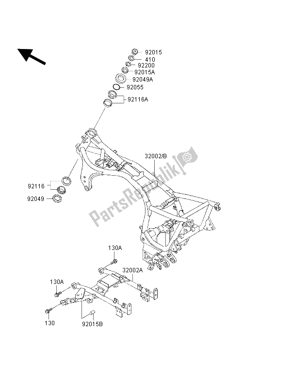 Tutte le parti per il Telaio del Kawasaki 1000 GTR 1996
