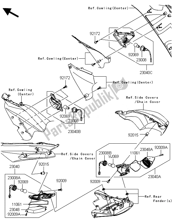 All parts for the Turn Signals of the Kawasaki ZZR 1400 ABS 2014