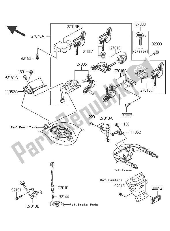 All parts for the Ignition Switch of the Kawasaki VN 1600 Mean Streak 2005