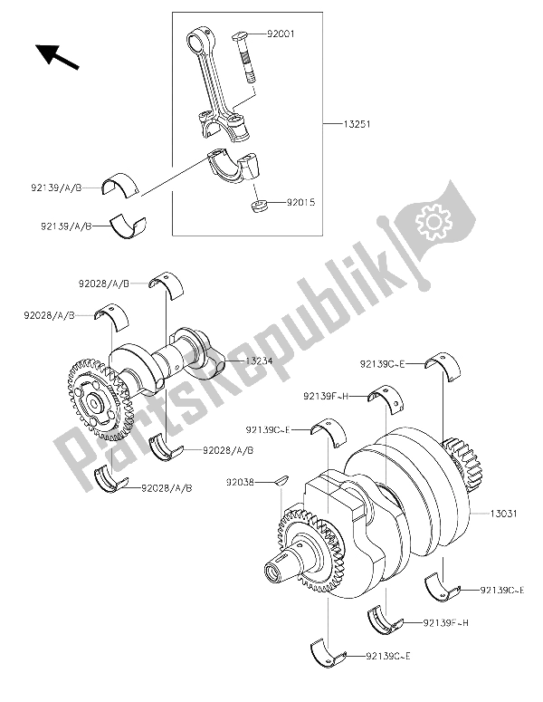 Todas las partes para Cigüeñal de Kawasaki Z 300 2015