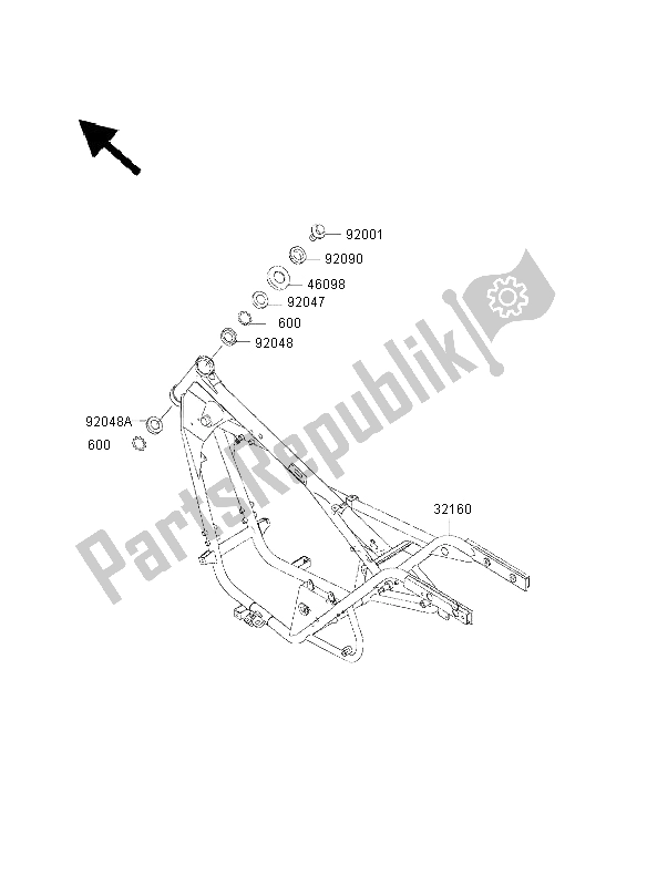 Tutte le parti per il Telaio del Kawasaki Eliminator 125 2000