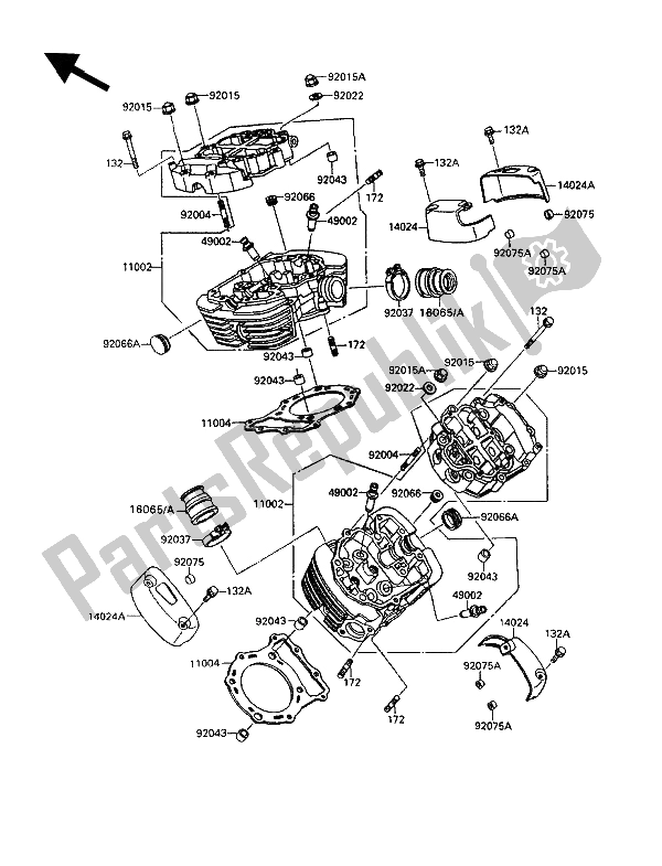 Tutte le parti per il Testata del Kawasaki VN 15 SE 1500 1992